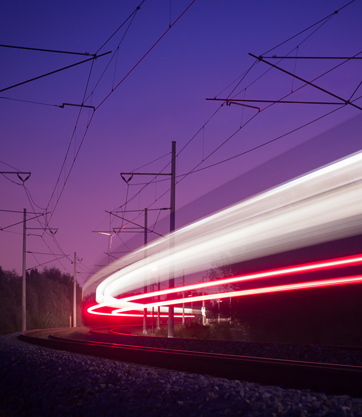 Train light trails