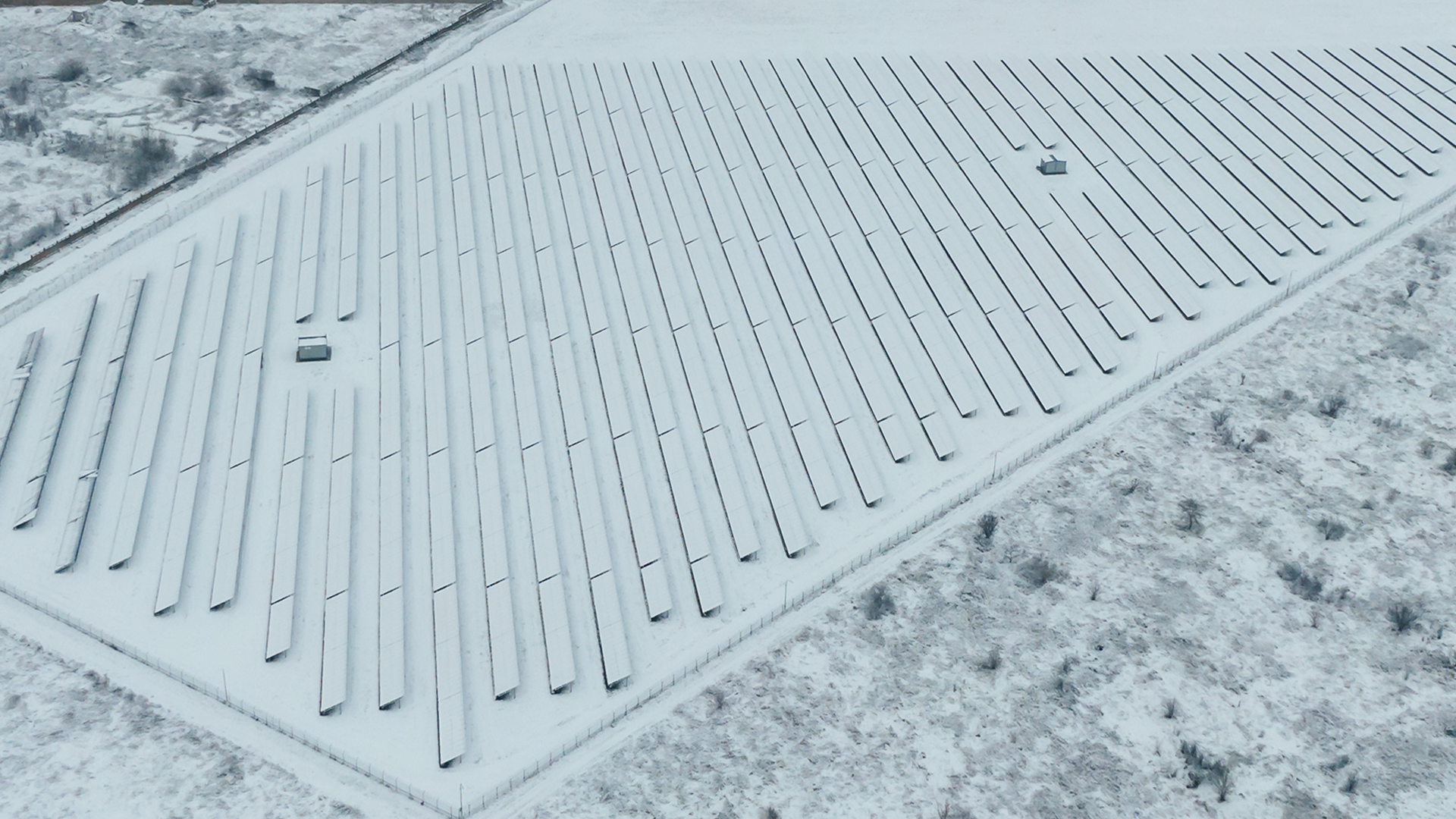 Solar fam covered in snow